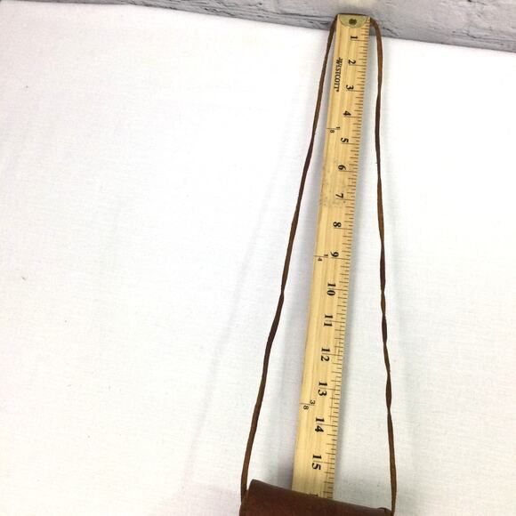 Handmade Brown Leather Oval Buckle Brown Coin Money Pouch Shoulder Strap - Picture 12 of 12